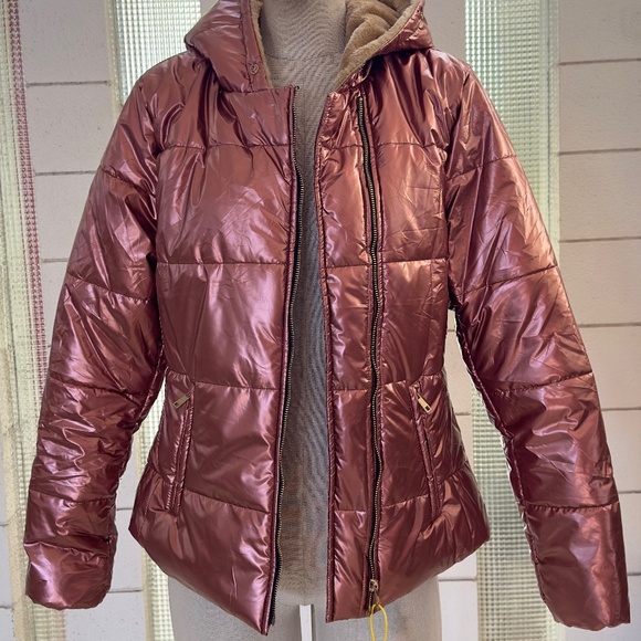 AOFUR Puffer Jacket Copper with Red Lining Size Small - Picture 1 of 10